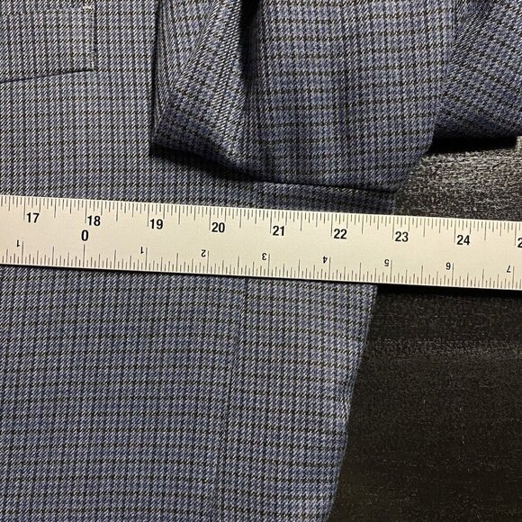 CHAPS Sport Coat 44L Blue Puppytooth Check Polyester Rayon Two Button Vented - Picture 11 of 15